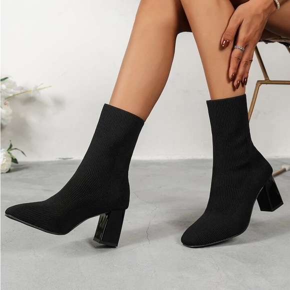 Block Heel Knit Sock Boots NWOT - Picture 8 of 11
